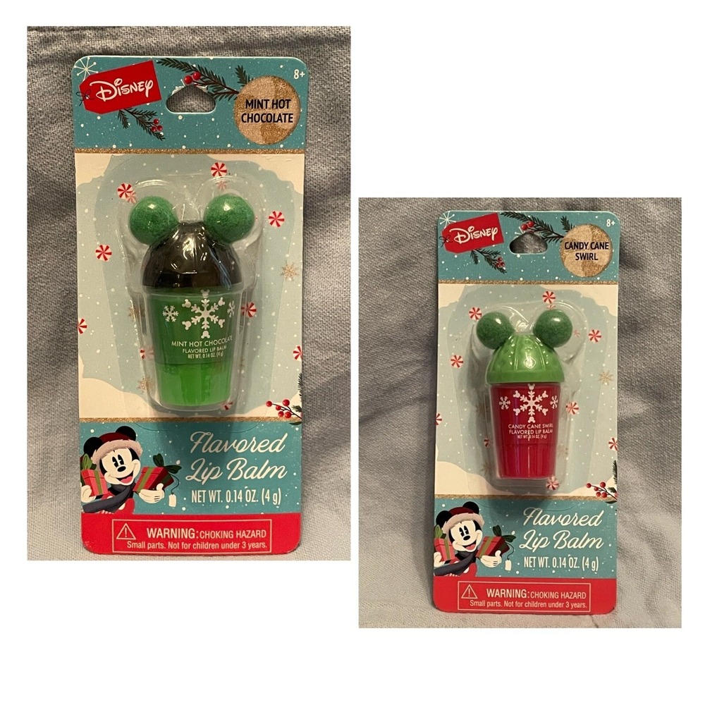 NEW Taste Beauty Disney Candy Cane Swirl & Mint Chocolate Chip Flavored Lip Balm
